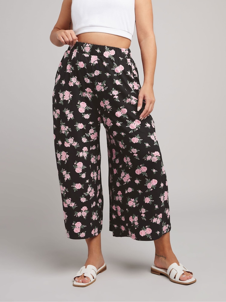 Yours Curve Black Jersey Midaxi Culottes - Image 2 of 5