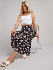 Yours Curve Black Jersey Midaxi Culottes - Image 4 of 5