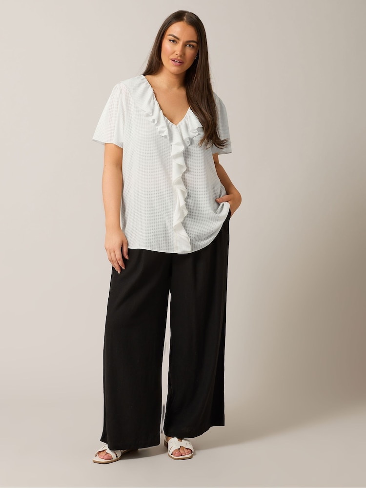 Yours Curve White Frill Front Blouse - Image 2 of 5