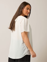 Yours Curve White Frill Front Blouse - Image 3 of 5