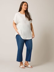 Yours Curve White Turn Back Button Detail Blouse - Image 3 of 5