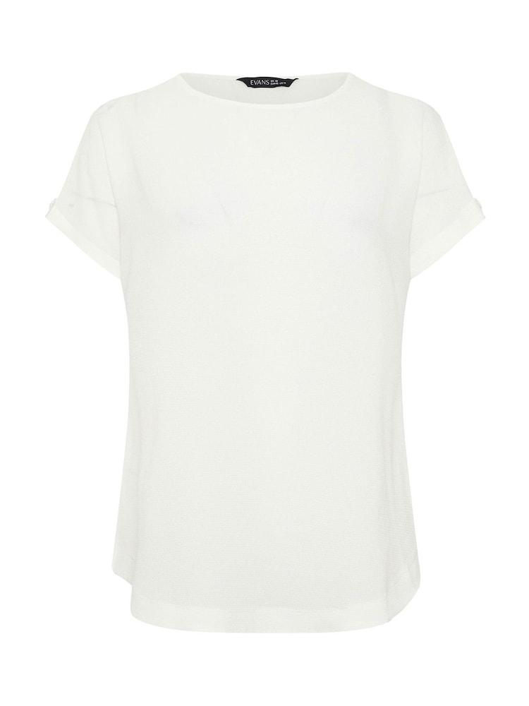Yours Curve White Turn Back Button Detail Blouse - Image 5 of 5