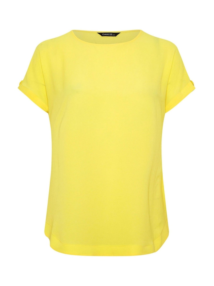 Yours Curve Yellow Turn Back Button Detail Blouse - Image 5 of 5