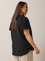 Yours Curve Black Frill Front Blouse - Image 3 of 5