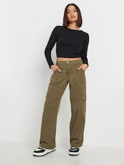 PixieGirl Petite Khaki Twill Loose Utility Trousers - Image 2 of 5