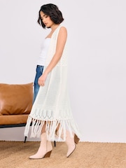 PixieGirl Petite Natural Crochet Longline Coverups - Image 2 of 9