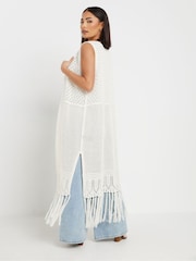 PixieGirl Petite Natural Crochet Longline Coverups - Image 6 of 9