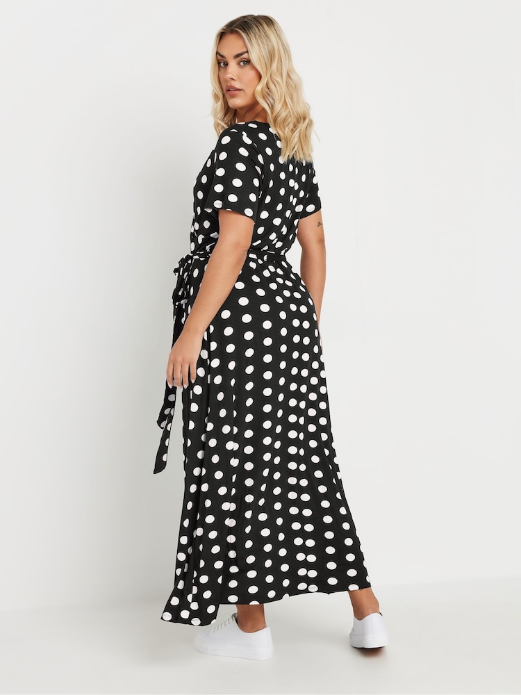 Yours Curve Dot Maxi Wrap Dress - Image 2 of 5