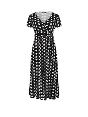 Yours Curve Dot Maxi Wrap Dress - Image 5 of 5