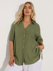 Yours Curve Green Desert Belted Shirt Shirt - Image 2 of 6