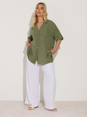 Yours Curve Green Desert Belted Shirt Shirt - Image 3 of 6