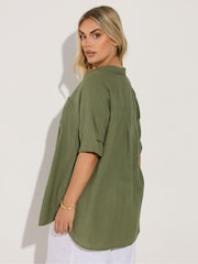 Yours Curve Green Desert Belted Shirt Shirt - Image 4 of 6