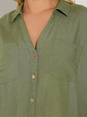 Yours Curve Green Desert Belted Shirt Shirt - Image 5 of 6