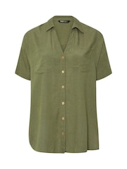 Yours Curve Green Desert Belted Shirt Shirt - Image 6 of 6