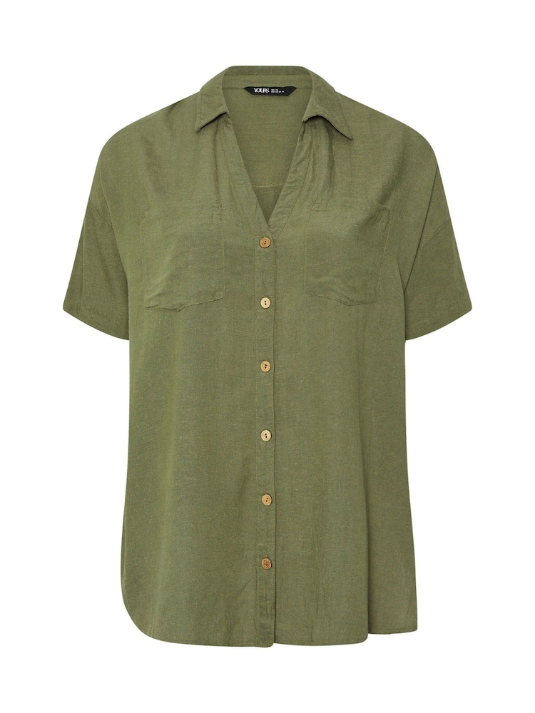 Yours Curve Green Desert Belted Shirt Shirt - Image 6 of 6