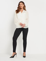 Long Tall Sally White Metallic Jacquard  Blouse - Image 2 of 5