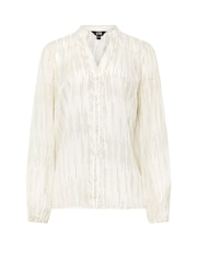 Long Tall Sally White Metallic Jacquard  Blouse - Image 5 of 5