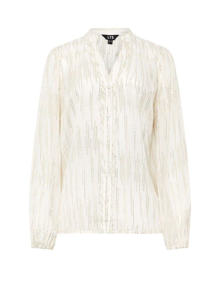 Long Tall Sally White Metallic Jacquard  Blouse - Image 5 of 5