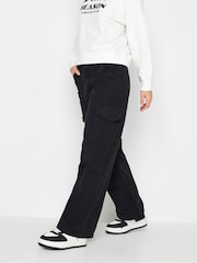 PixieGirl Petite Black Twill Loose Utility 100% Cotton Trousers - Image 4 of 4
