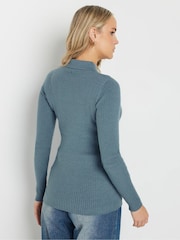 Long Tall Sally Blue Marl Ribbed Polo Shirts - Image 3 of 5