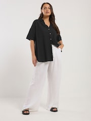 Yours Curve Black Desert Belted Shirt Shirt - Image 2 of 5