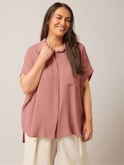 Yours Curve Pink Grown On Sleeve Blouse - Image 1 of 5
