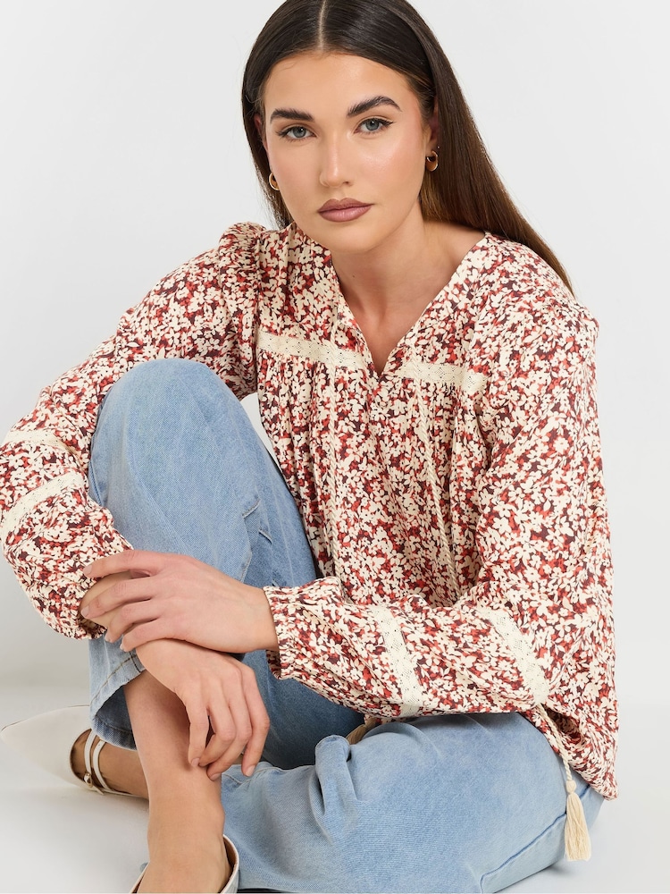 Long Tall Sally Pink Lace Insert Top - Image 1 of 4