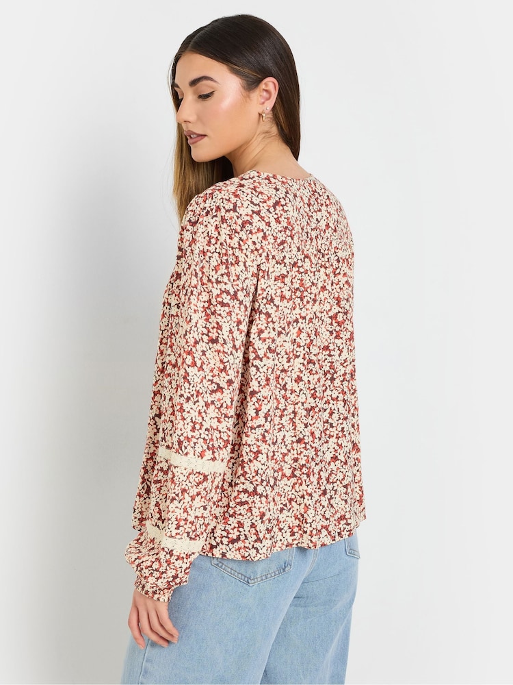 Long Tall Sally Pink Lace Insert Top - Image 3 of 4