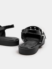 Yours Curve Black Wide Fit Flat Point Buckle Patent Shoes - Image 3 of 4