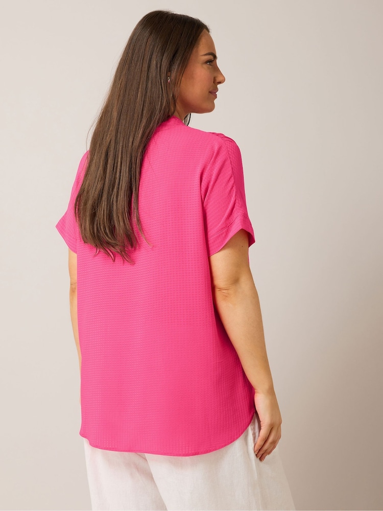 Yours Curve Pink Half Placket Blouse - Image 3 of 4