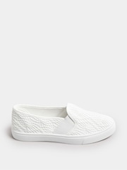 Yours Curve White Wide Fit Broderie Anglaise Slip-On Trainers - Image 2 of 6