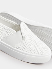 Yours Curve White Wide Fit Broderie Anglaise Slip-On Trainers - Image 4 of 6