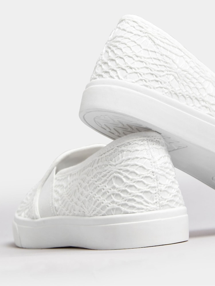 Yours Curve Wide Fit Broderie Anglaise Slip-On Trainers - Image 5 of 6