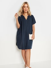 Yours Curve Blue Short Sleeve Tunic Dress - Image 1 of 4