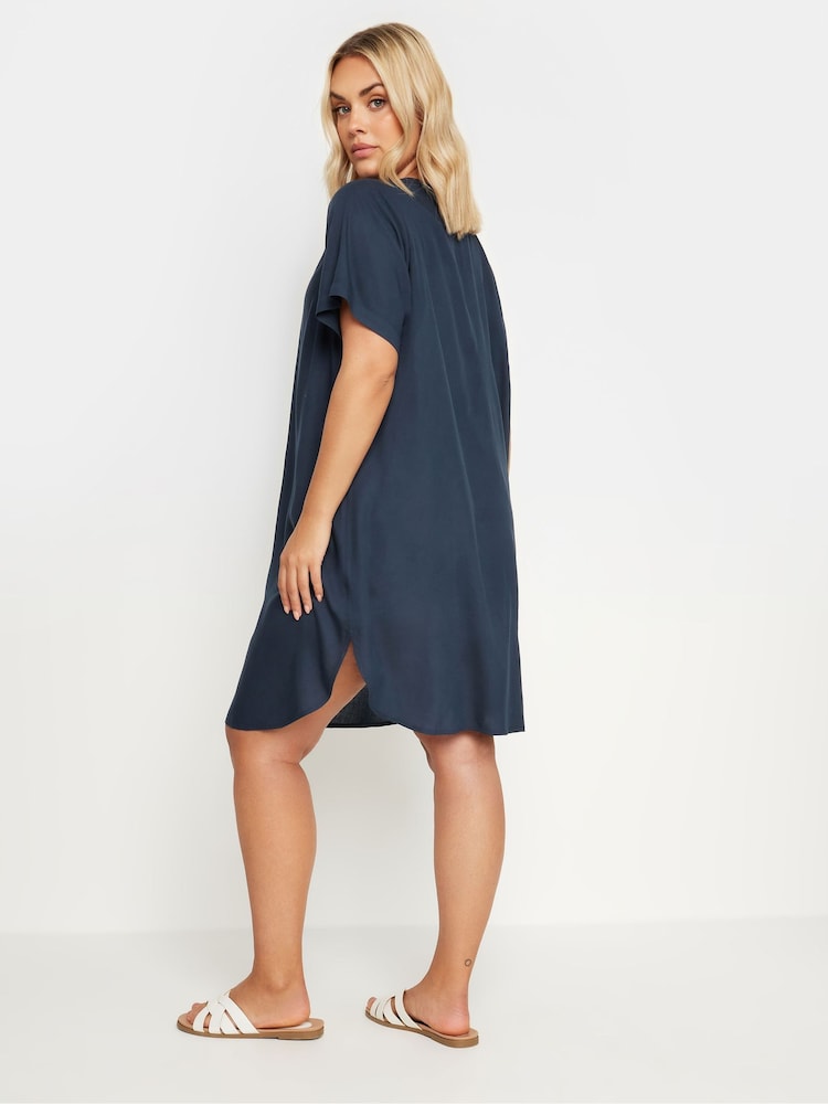 Yours Curve Blue Short Sleeve Tunic Dress - Image 2 of 4