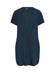 Yours Curve Blue Short Sleeve Tunic Dress - Image 4 of 4