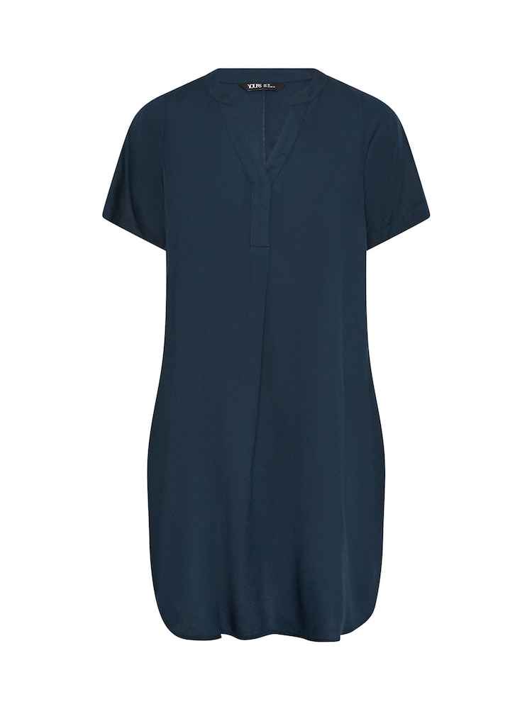 Yours Curve Blue Short Sleeve Tunic Dress - Image 4 of 4