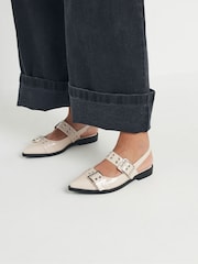 Yours Curve White Wide Fit Flat Point Buckle Patent Shoes - Image 2 of 6