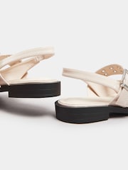 Yours Curve White Wide Fit Flat Point Buckle Patent Shoes - Image 6 of 6