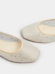 Yours Curve Nude Wide Fit Mesh Diamante Ballet Pumps - Image 5 of 5