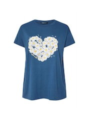 Yours Curve Blue Placement T-Shirt - Image 1 of 5