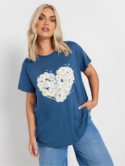 Yours Curve Blue Placement T-Shirt - Image 2 of 5