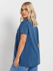 Yours Curve Blue Placement T-Shirt - Image 3 of 5
