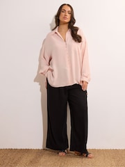 Yours Curve Pink Oversized Slit Hem Shirt - Image 2 of 5