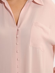 Yours Curve Pink Oversized Slit Hem Shirt - Image 4 of 5
