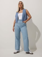 Yours Curve Blue Limited Woven 100% Cotton Jacket - Image 2 of 5