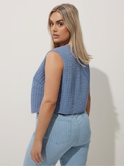 Yours Curve Blue Limited Woven 100% Cotton Jacket - Image 3 of 5