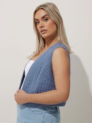 Yours Curve Blue Limited Woven 100% Cotton Jacket - Image 4 of 5