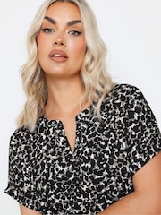 Yours Curve Grey Notch Neck Texture T-Shirt - Image 4 of 5