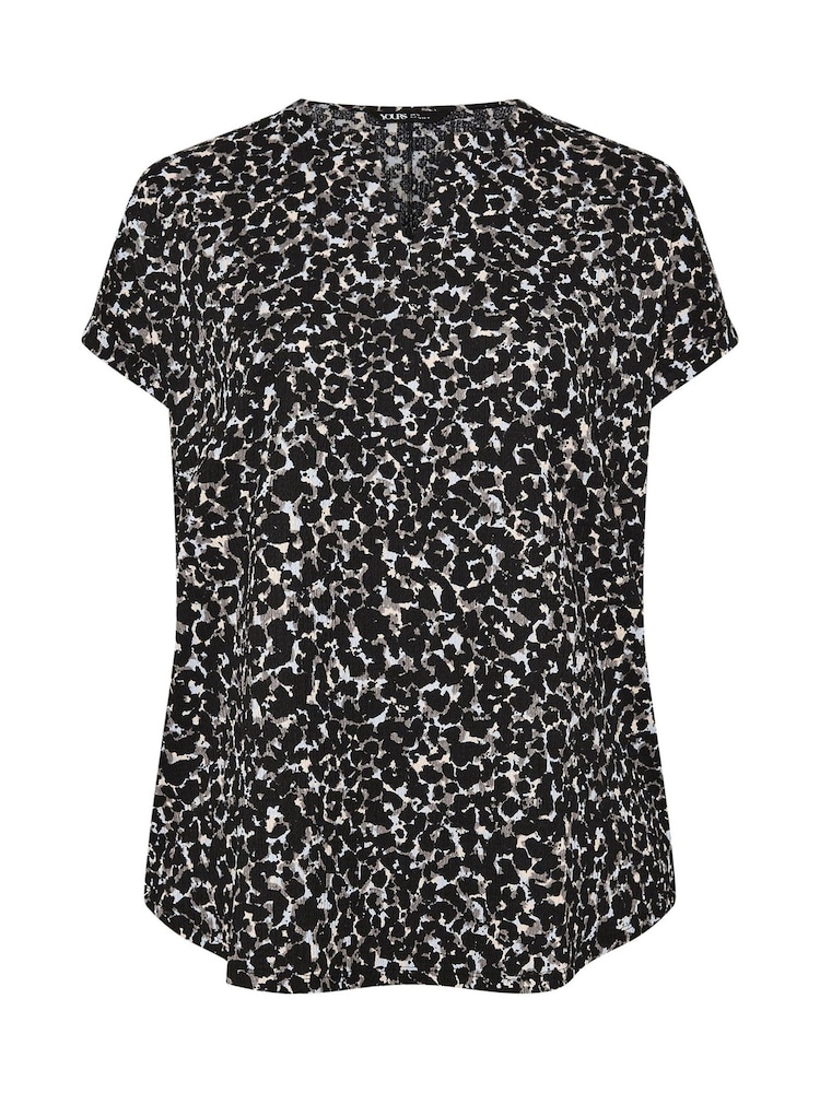 Yours Curve Grey Notch Neck Texture T-Shirt - Image 5 of 5